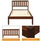 preview thumbnail 7 of 10, Solid Pine Wood Platform Bed Frame with Headboard - Durable Construction, Walnut