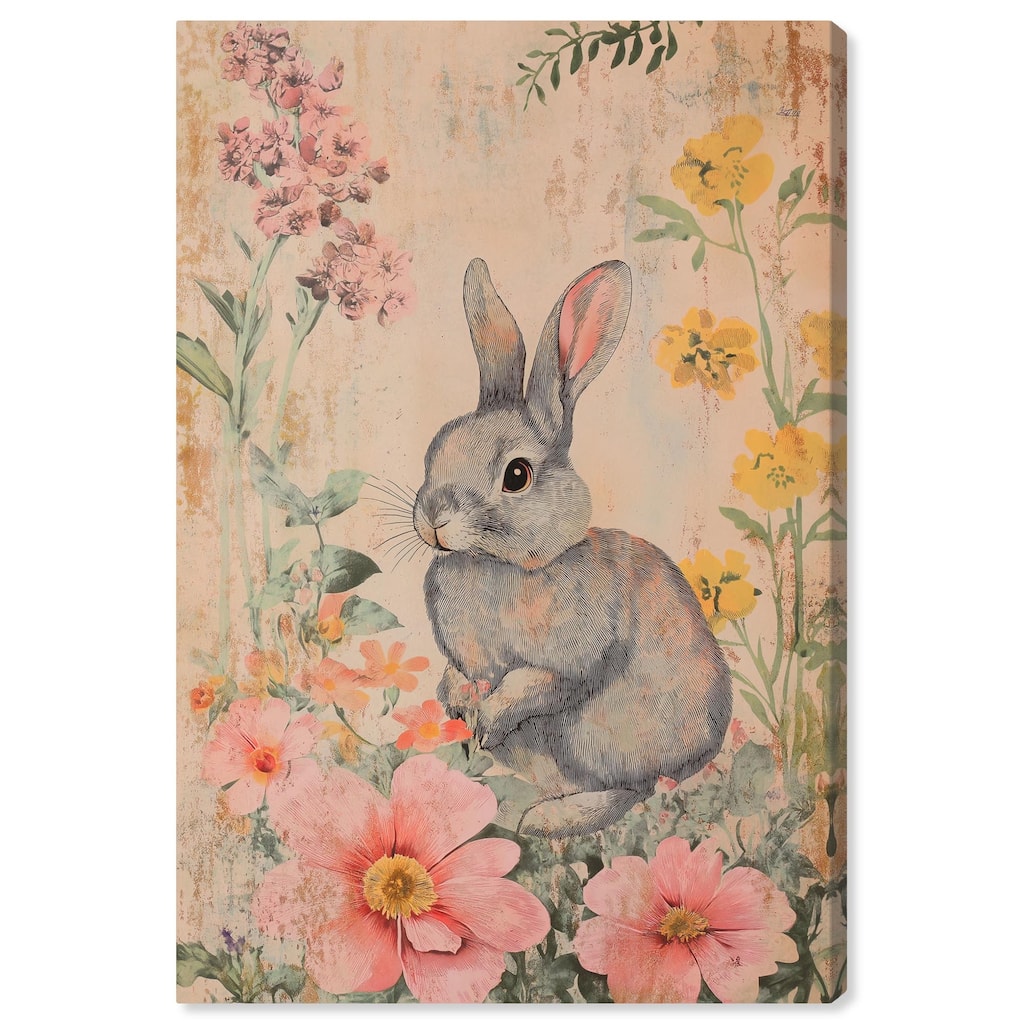 Floral Bunny Canvas by Art Remedy, Gallery Wrapped
