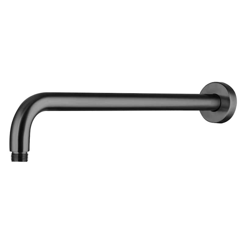 Shower Arm 16 Inch Black Shower Arm Solid Brass Extension Arm, G1/2" Pipe NPT Standard Shower Head Extender with Flange Cover - Black