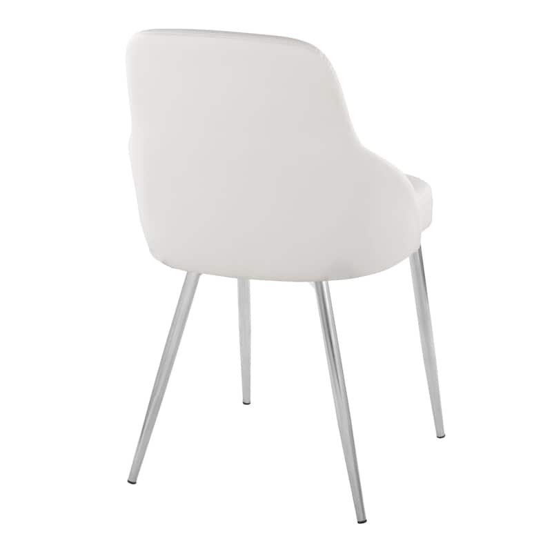 York Upholstered Contemporary Chair in Chrome Metal - Set of 2