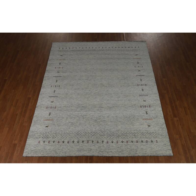 Hand Knotted Oriental 100% Wool Carpet Tribal Animal Pictorial Greys & Charcoal Gabbeh Area Rug - 10' 0'' X 8' 3''