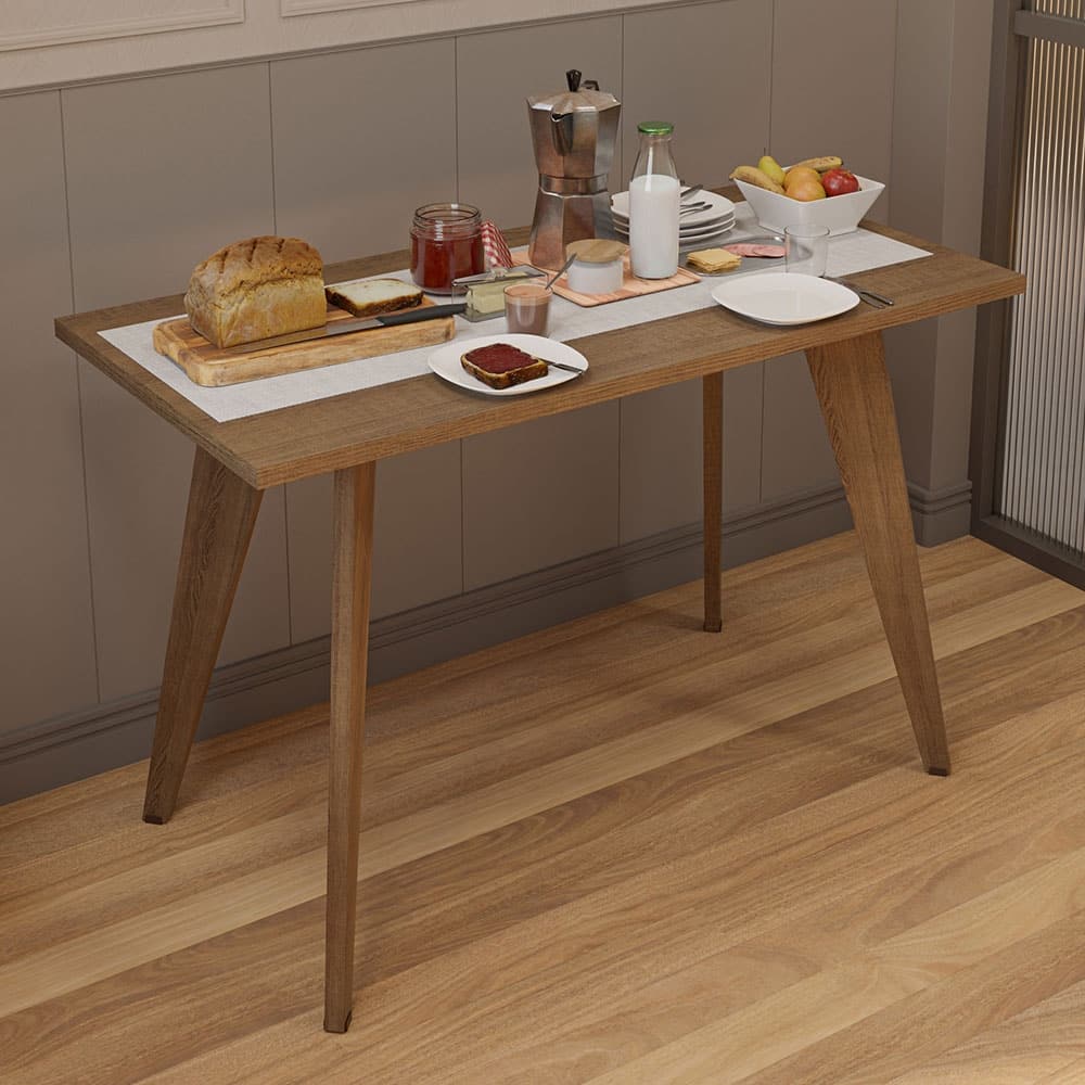 Madesa Compact Dining Table with Wooden Surface Breakfast Table for Kitchen, Dining Room or Breakfast Nook - Rustic