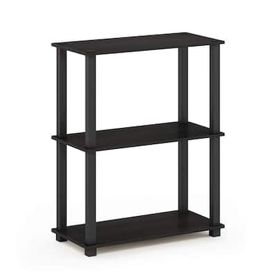 3 Tiers Wood Household Shelving Unit in Espresso/Black (23.6 in. W x 29.5 in. H x 11.4 in. D) - 23. 6
