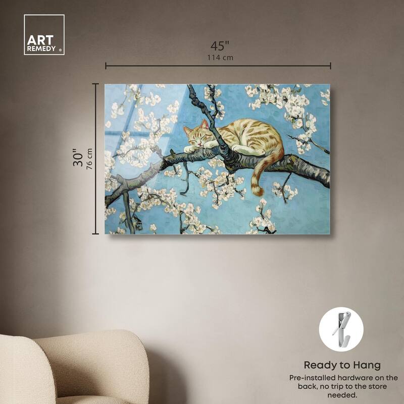 Autumn Blossom Kitten Acrylic by Art Remedy, Ready to Hang