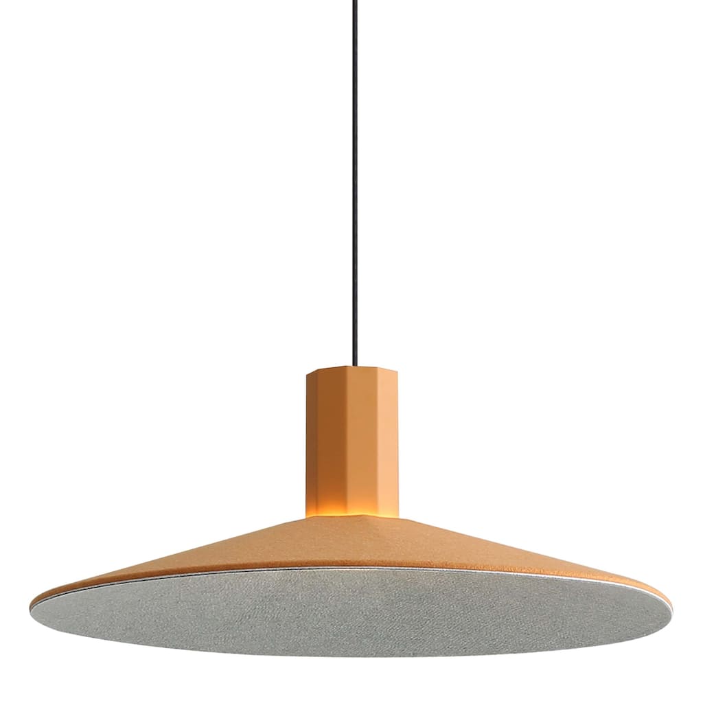 Golden Lighting Faroe 20in Integrated LED Pendant in Earth Yellow/Grey Felt - Gold