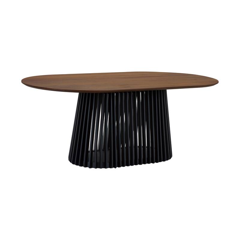 Pasadena 79 inch Solid Wood Oval Dining Table with Slatted Pedestal Base