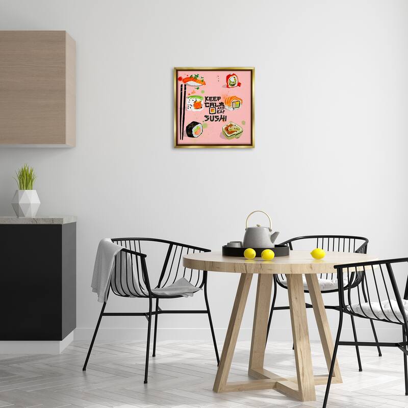 Stupell Keep Calm & Eat Sushi Framed Floater Canvas Wall Art Design By Juliet Rose Philips