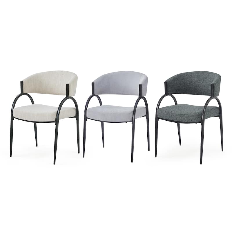 Dining Chairs Set of 2, Ergonomic Kitchen Side Chairs, Upholstered Armchairs with Curved Backrest & Metal Legs