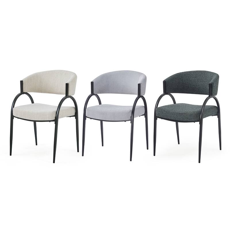 Modern Set of 2 Dining Chairs with Padded Backrest Seat, Metal Legs for Dining Room Living Room and Café