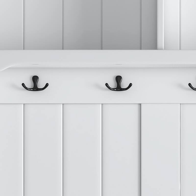 40'' Entryway Bench 3-in-1 Design with 4 Hooks, Coat Hanger and Storage Bench