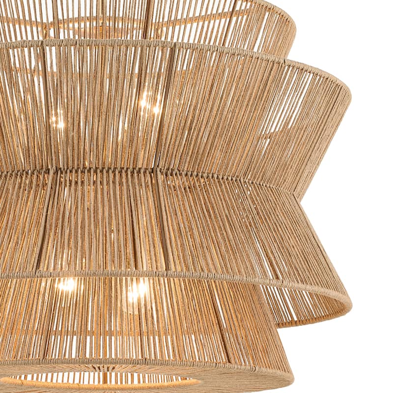 Kichler Lighting Ophira 28 Inch 4 Light Pendant with Jute Shade in Champagne Bronze