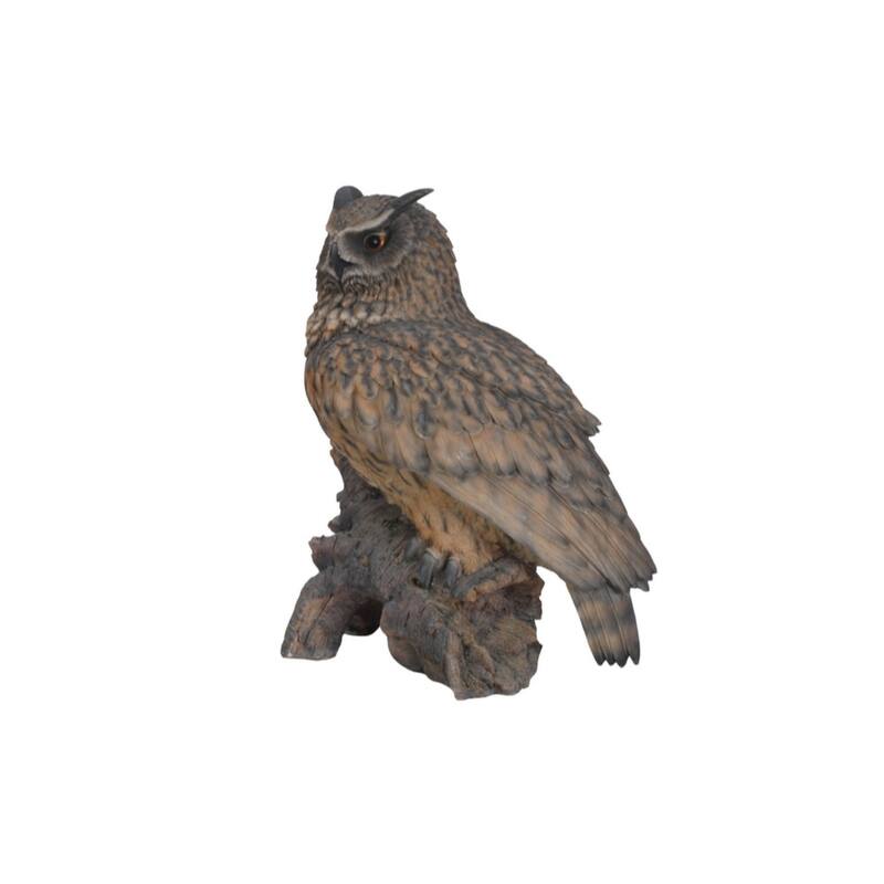 23.5" Eagle Owl on Stump Outdoor Garden Statue