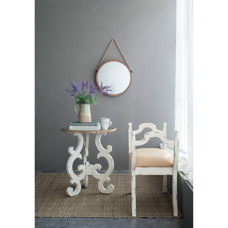 Contemporary Industrial Circle Wall Decor Mirror with Rope Strap