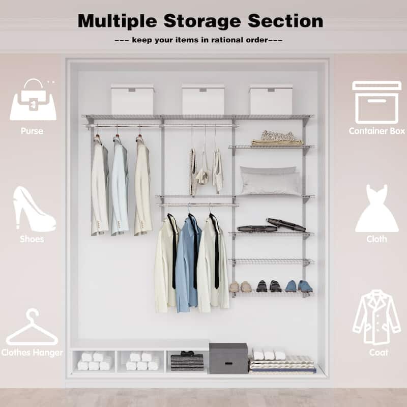 Gymax Custom Closet Organizer Kit 4 to 6 FT Wall-mounted Closet System - See Details