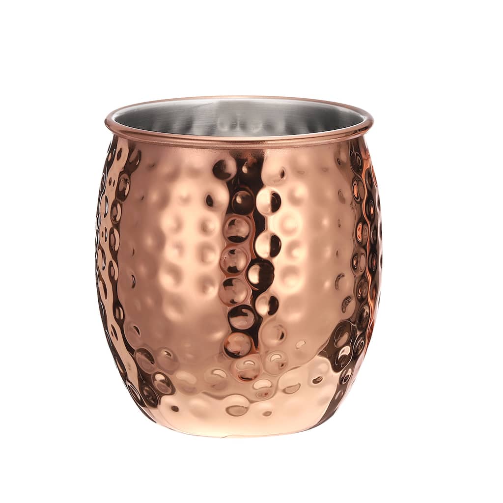 Copper Mugs 500ml/18 OZ Hammered Cocktail Mugs, 1Pcs Rose Gold - Rose Gold