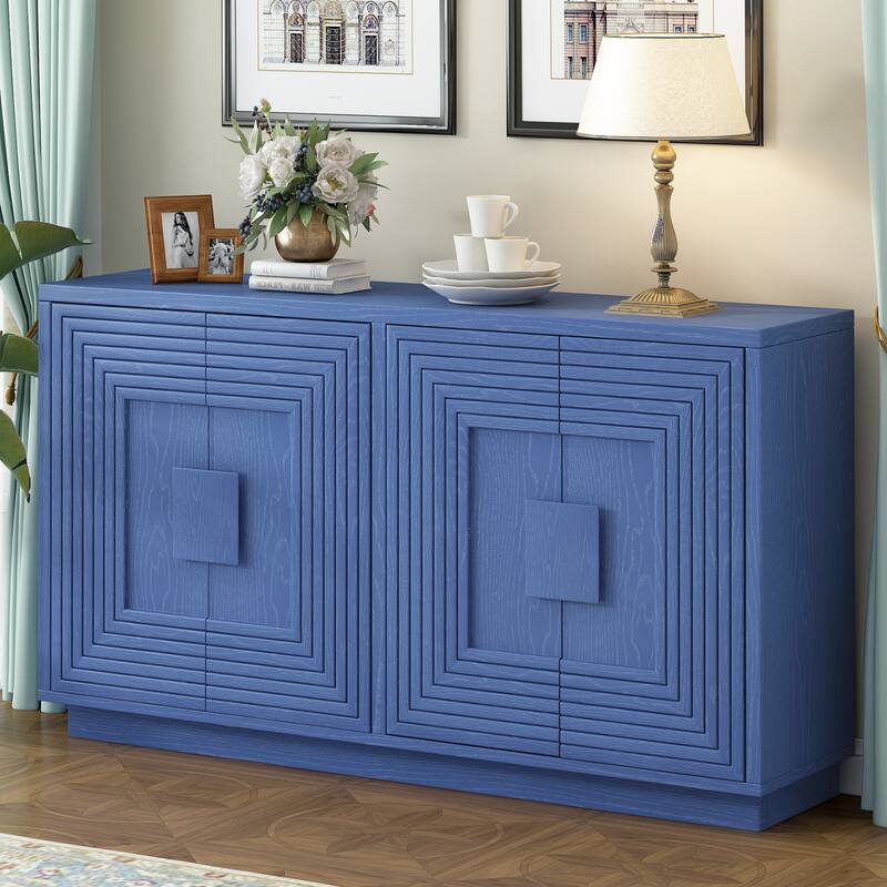 Carved Buffet Storage Cabinet Sideboard with Adjustable Shelve, Vintage TV Cabinet Entryway Floor Cabinet Cupboard Console Table