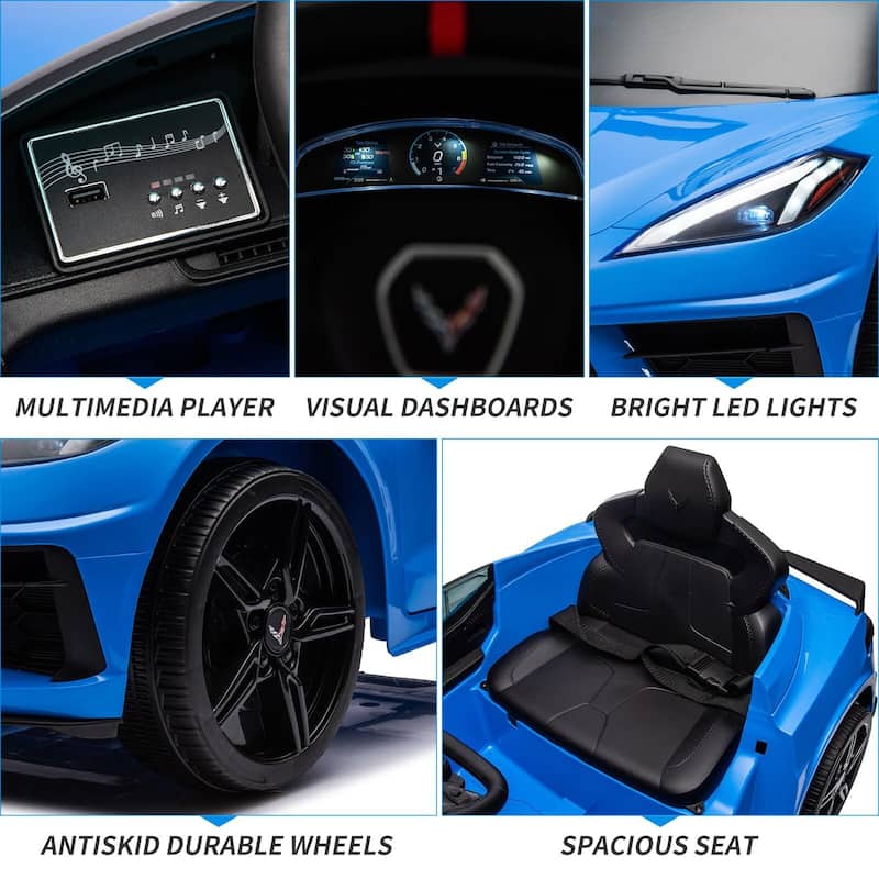 12V Kids Ride on Car Licensed Corvette Battery Powered Car Toddles Electric Sports Car Toy with Remote Control