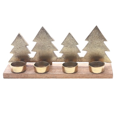 Christmas Metal Star Tree 4 Tealight Holder - N/A