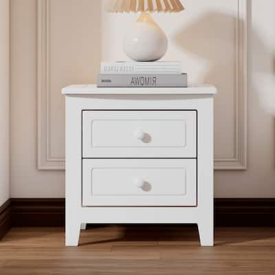 2-Drawer Wooden Nightstand for Bedroom