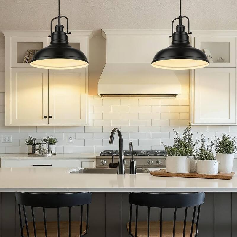 1-Light Industrial Farmhouse Metal Dome Pendant Light, Oil Rubbed Bronze Finish