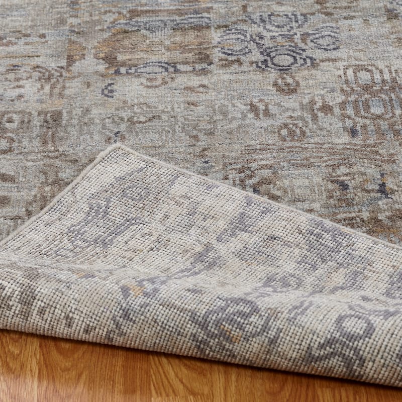 Modern Multi-Colored Hand-Knotted Wool & Viscose Area Rug