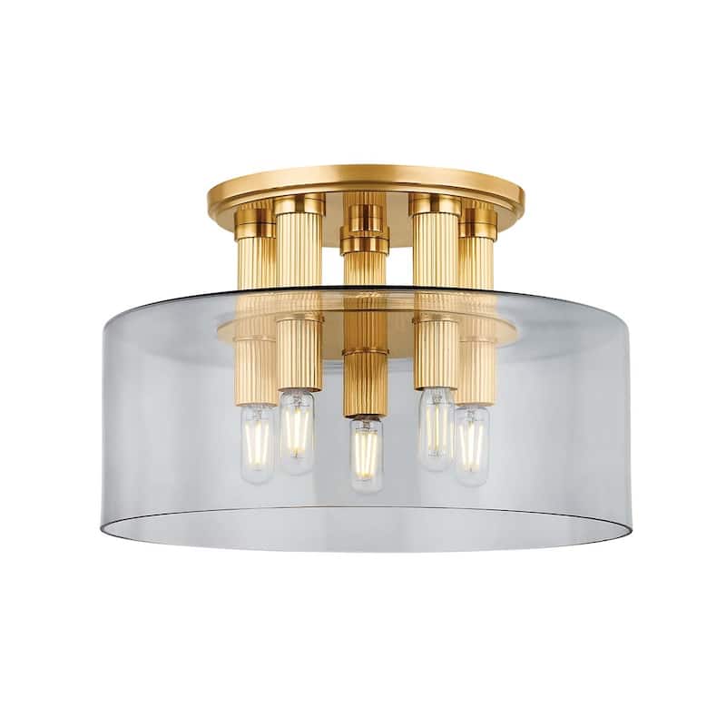 Hudson Valley Lighting 5135 Crystler 5 Light 15" Wide Flush Mount - Aged Brass