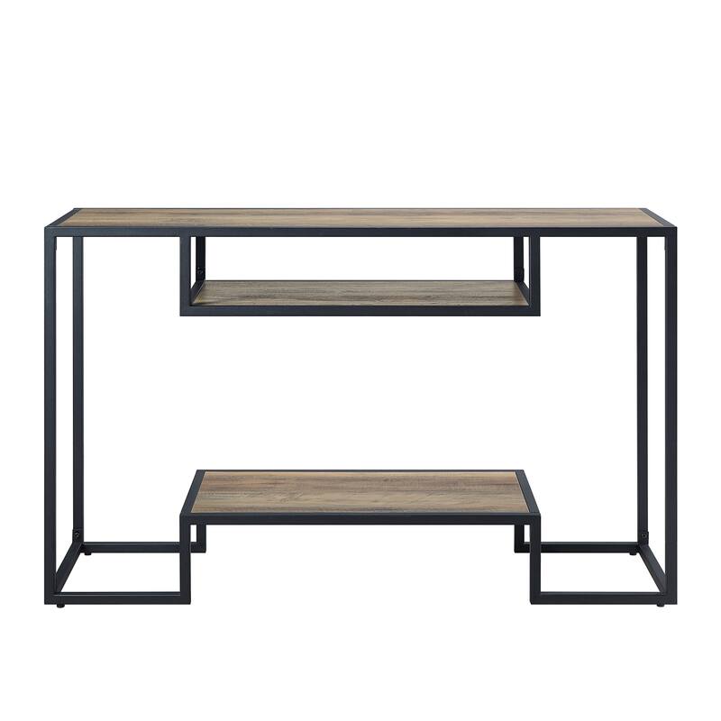 Console Table in Rustic Oak & Black Finish