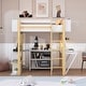 preview thumbnail 3 of 30, Full Size Loft Bed with Built-in Storage Cabinet, Cubes & Foldable Desk, Solid Wood Loft Bed Frame for Kids Teens Adults
