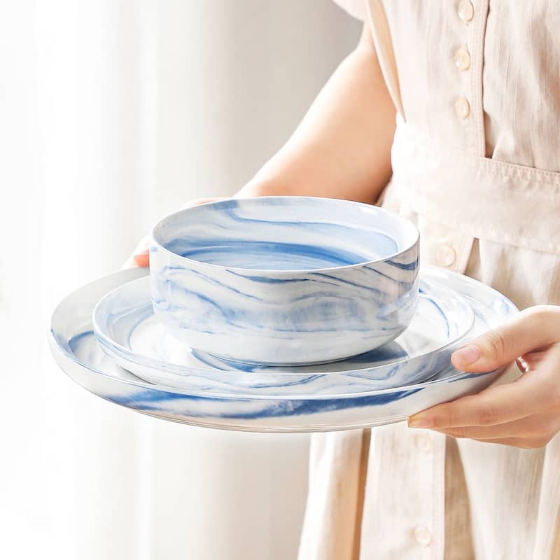 MALACASA LUNA 18-Piece Porcelain Dinnerware Set (Service for 6)