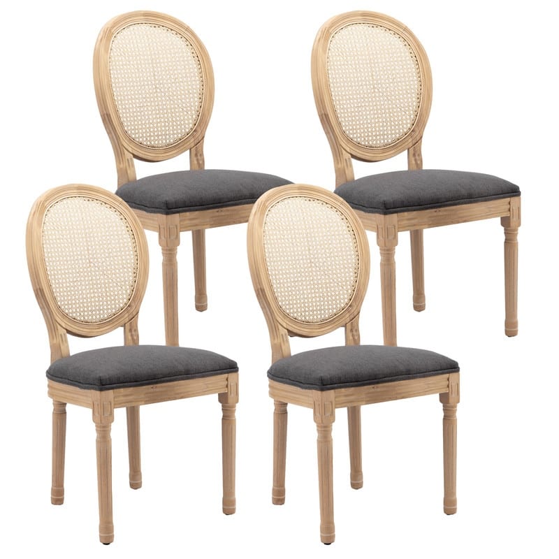 French Chair Dining Chair Solid Wood with Nailhead Trim Set of 2