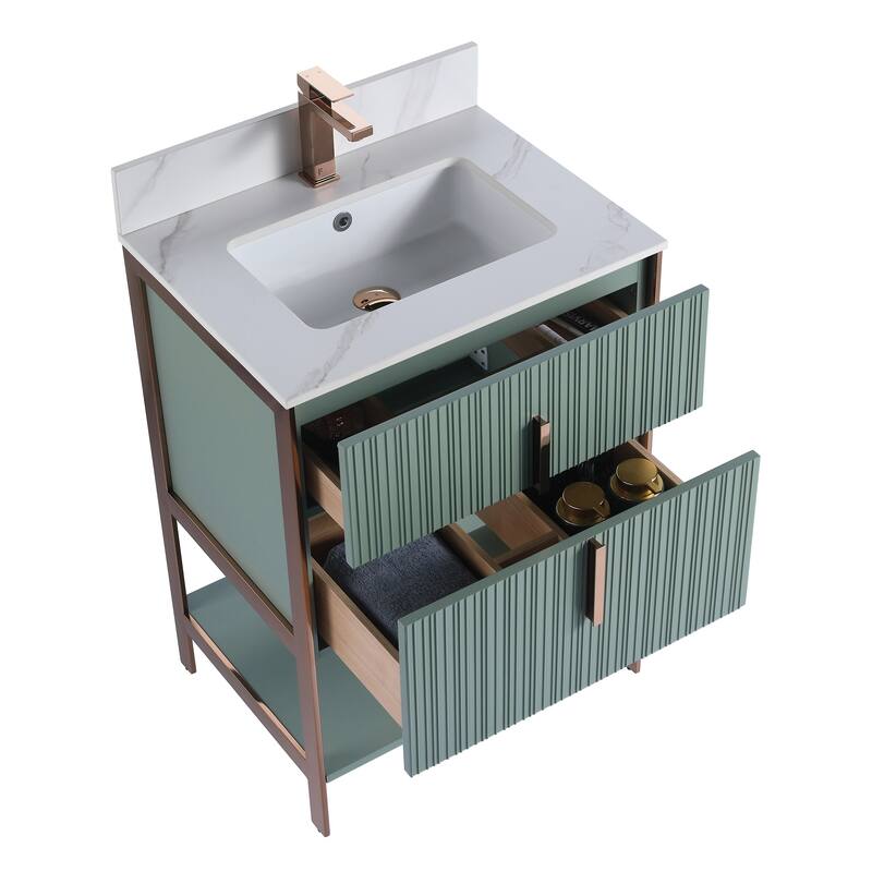 Fine Fixtures Serenity Modern Bathroom Vanity with White Carrara Stone Top