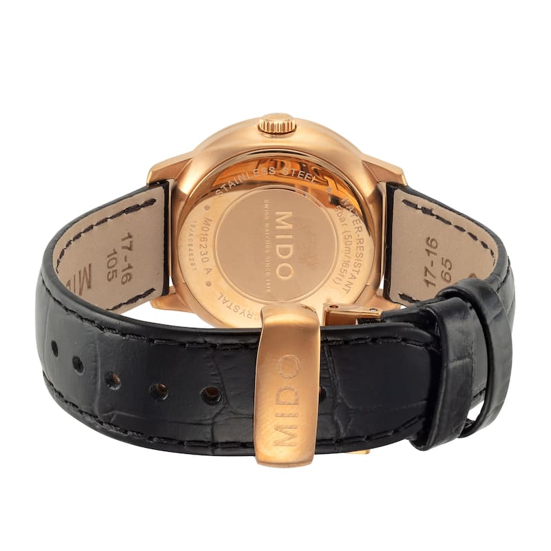 Mido Women's Commander II 33mm Silver Dial Leather Automatic Watch - Black - One Size