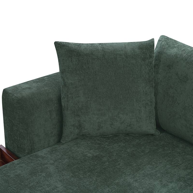 Chenille Upholstered Cloud Sofa L-Shaped Couch with Chaise Lounge & Storage