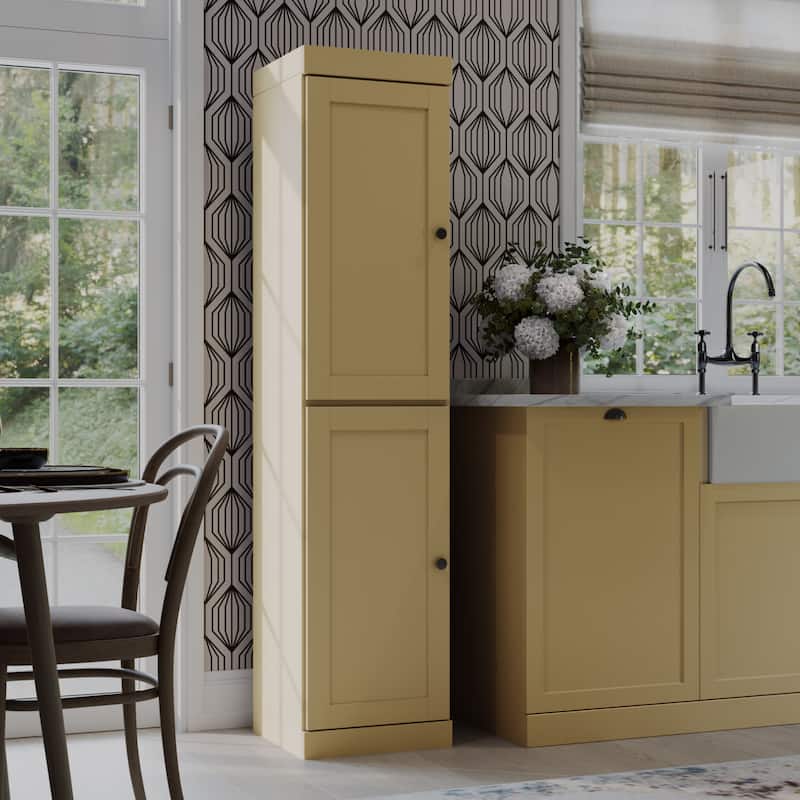 Palace Imports 100% Solid Wood 16.5" Kitchen Pantry Cabinet with Shaker Doors and Adjustable Shelves - Yellow