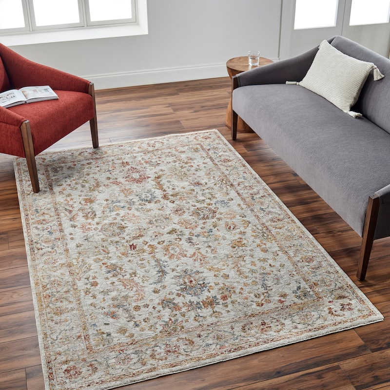 Raiden Traditional Area Rug - 2' 7" x 10' - Ivory/Tan