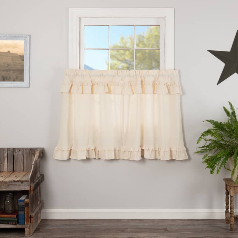 Muslin Ruffled Tier Set - 36x36 - Natural Creme