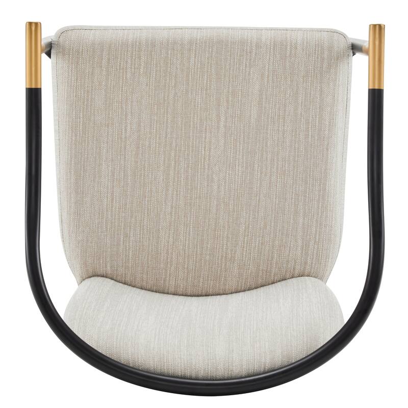 Roomfitters Modern Upholstered Dining Chair with Metal Frame, Elegant Curved Arm Design, Comfortable Accent Seating