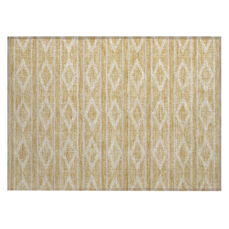Machine Washable Indoor/ Outdoor Diamond Stripe Chantille Rug