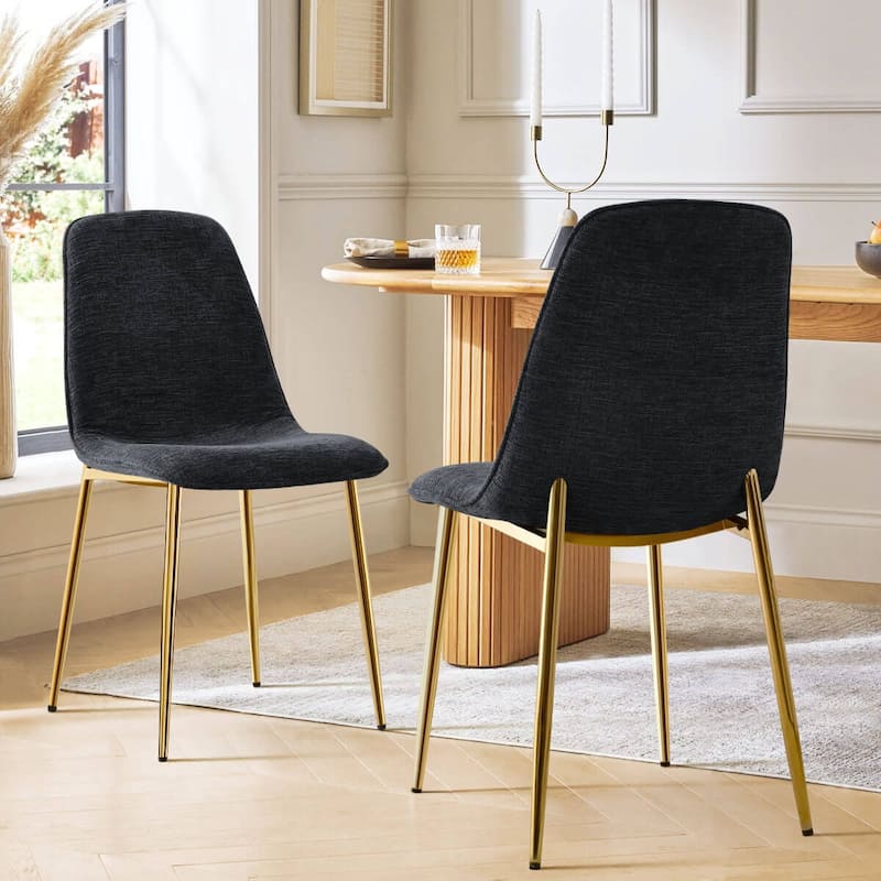 Upholstered Chenille Dining Chair(Set of 2) - Black