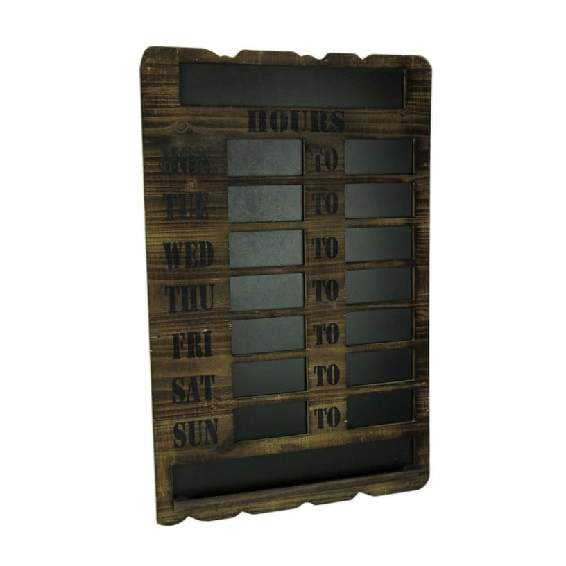 Rustic Wood And Chalkboard Old Store 7 Day Hours Sign