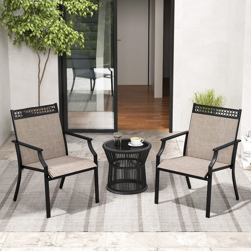 Gymax Patio Dining Chairs Set of 4 All Weather Outdoor Chairs w/ High