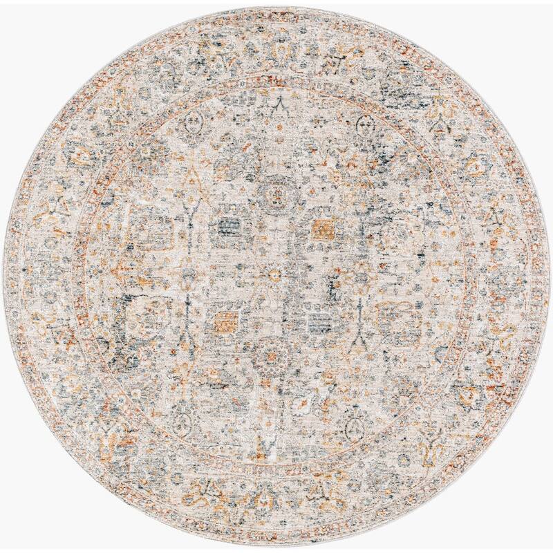 Livabliss Traditional Laila Floral & Botanical Area Rug - 5'3" x 5'3" Round - Rust/Cream