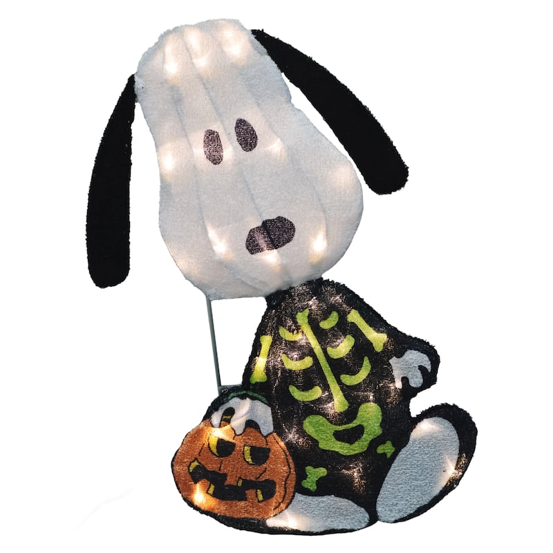 LED Lighted Skeleton Snoopy Outdoor Halloween Yard Decoration - 18"