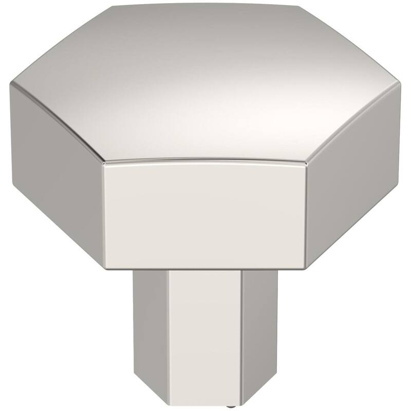 Amerock Caliber 1-1/4 Inch Geometric Cabinet Knob - Polished Nickel