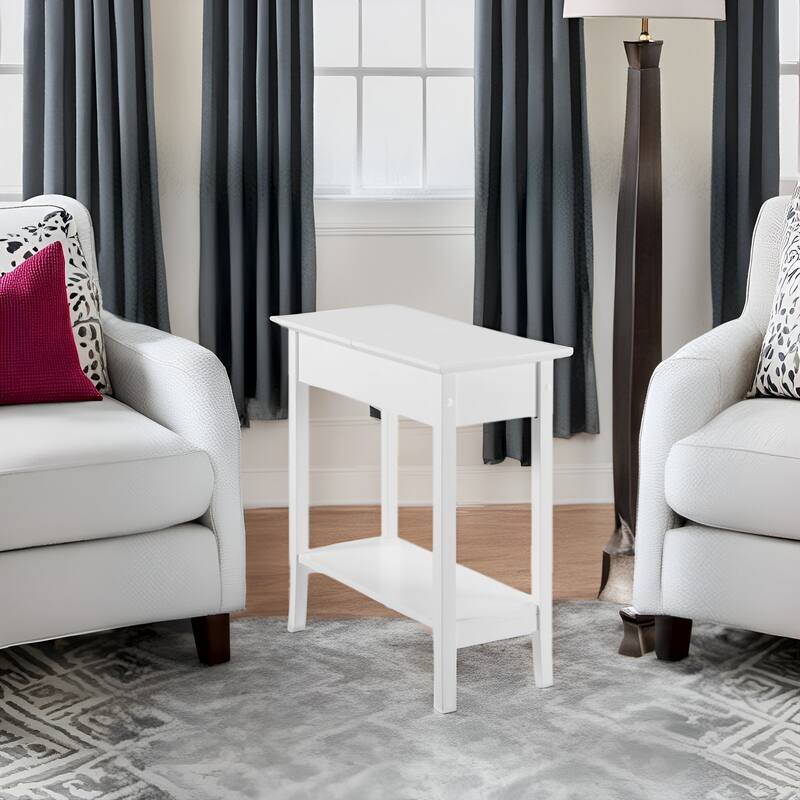 Wooden Flip-Top Side Table with Spacious Storage, Compact Space-Saving Design and Convenient Shelf