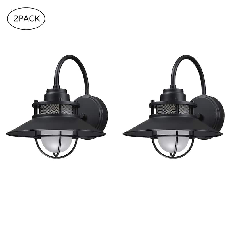 1-Light 11 inches H Matte Black Outdoor Wall Lantern Sconce