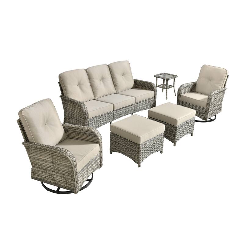 OVIOS 6-piece Patio Wicker Conversation Furniture Set