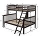 preview thumbnail 6 of 15, Twin over Full Bunk Bed Rubber Wood Convertible with Ladder Guardrail