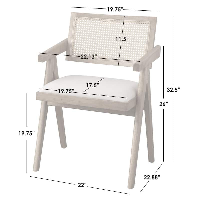 Simple Living Morena Solid Wood Dining Armchair with Cane (Set of 2)