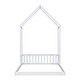 preview thumbnail 9 of 8, White Full Size Pine Wood Headboard Floor Bed with Guardrails, No Slats